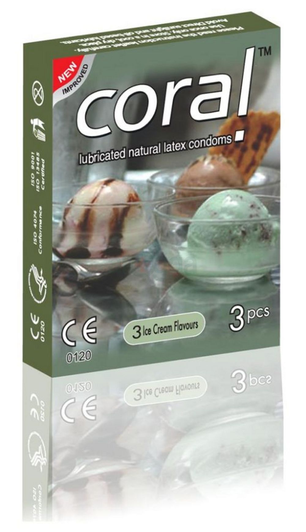 Coral Condom 3 Ice Cream Flavours