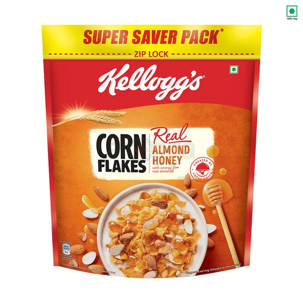 Kellogg’s Corn Flakes Real Almond Honey Breakfast Cereal 1 kg