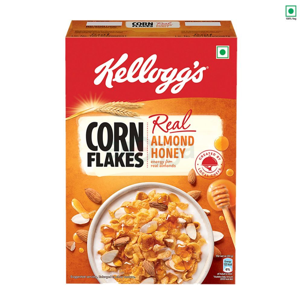 Kellogg’s Corn Flakes Real Almond Honey Breakfast Cereal 300gm