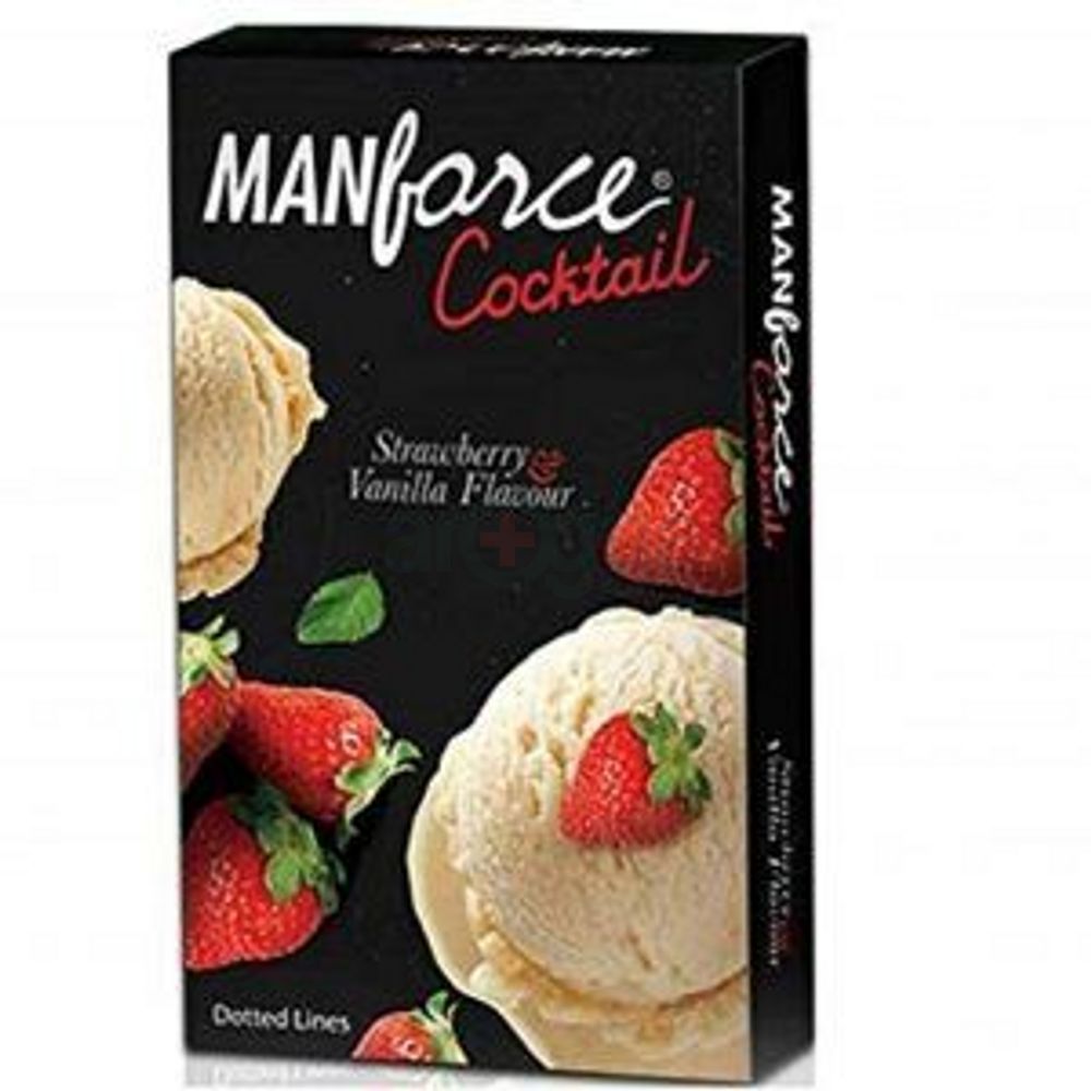 Manforce Cocktail(Strawberry+Venilla) Dotted-Ring Condoms