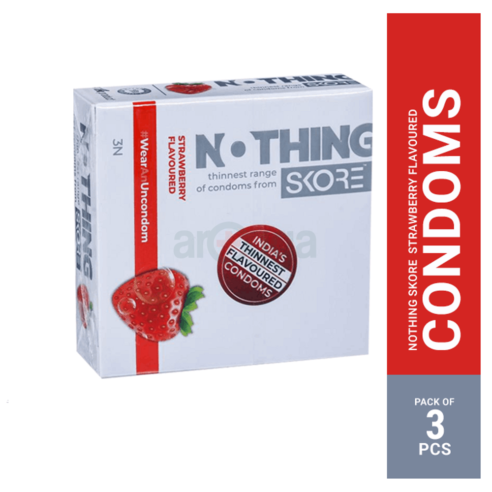 Skore Nothing Thinnest Strawberry Flavoured Condoms