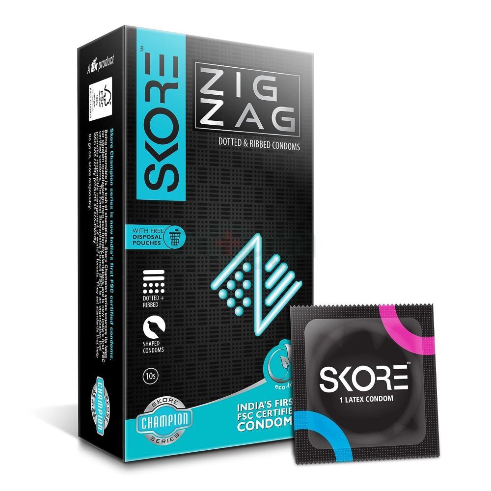 Skore ZigZag Dotted & Ribbed Condoms