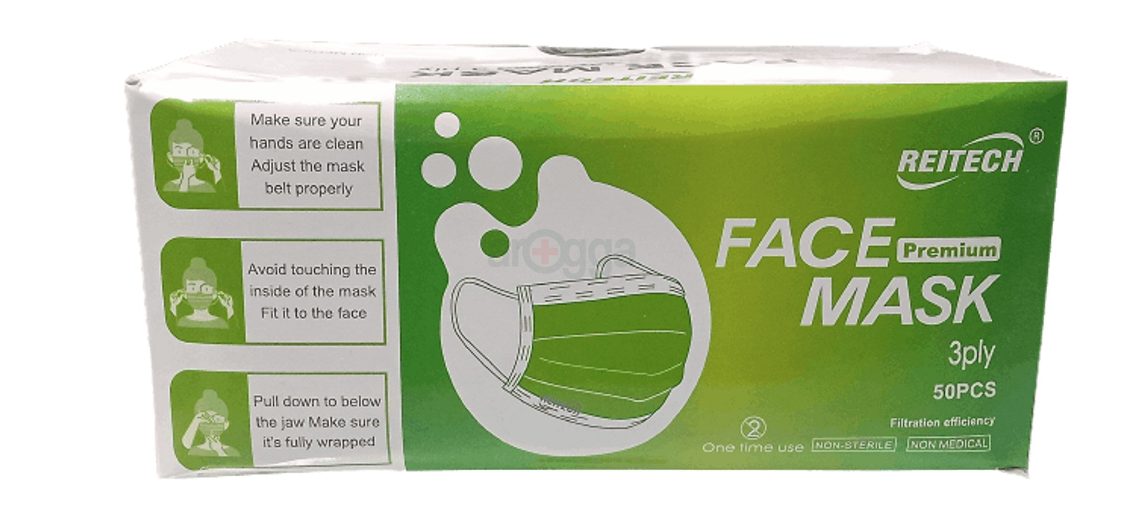 Surgical Mask 3 Layers With Nose Pin (Reitech) Army 50’s Pack