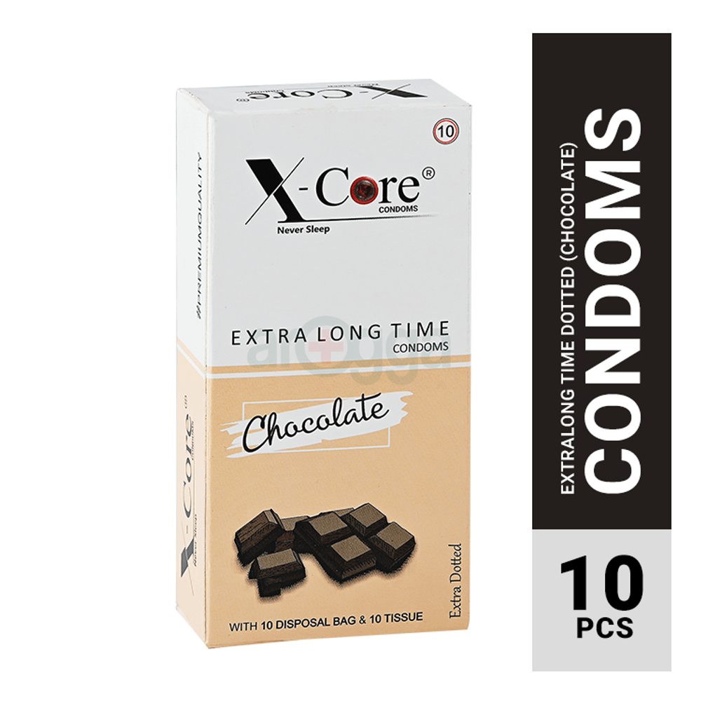 X-Core Extra Time Dotted Condom (Chocolate Flavoured) – 10pcs Pack(India)